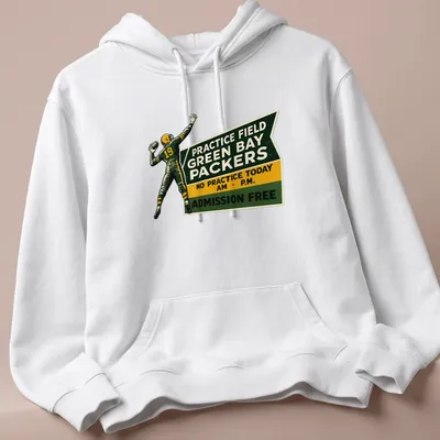 Vintage-style Green Bay Packers tee featuring a football player and humorous text — printed on a unisex hoodie