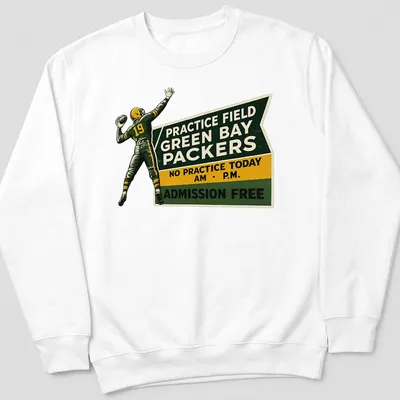 Vintage-style Green Bay Packers tee featuring a football player and humorous text — printed on a unisex sweatshirt