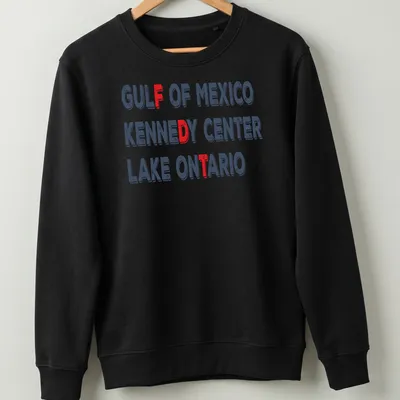 Bold distressed Gulf of Mexico Kennedy Center Lake Ontario graphic — printed on a unisex sweatshirt