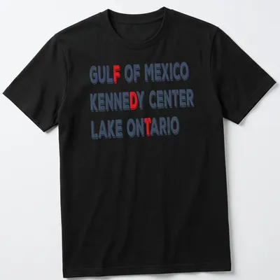 Bold distressed Gulf of Mexico Kennedy Center Lake Ontario graphic t-shirt