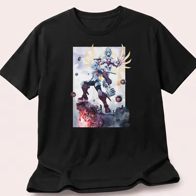 Dynamic action illustration of anime characters with mechanical elements in bold colors