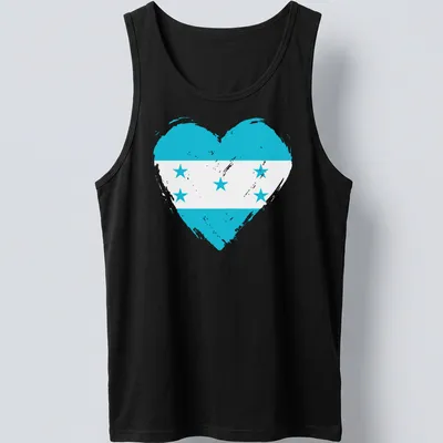 Honduras flag in a heart shape with a distressed look — printed on a tank top