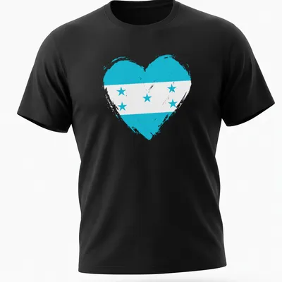 Honduras flag in a heart shape with a distressed look