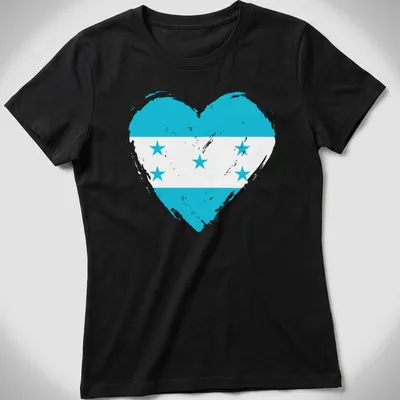 Honduras flag in a heart shape with a distressed look — printed on a women's shirt