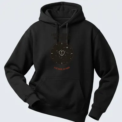 Minimalist design with a broken heart inside a clock, featuring healing text in red and black — printed on a unisex hoodie