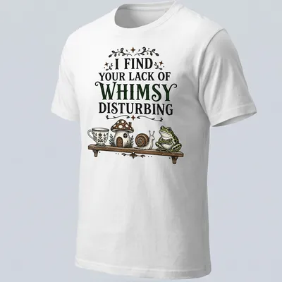 Vintage frog and snail T-shirt with whimsical text and cottage illustration