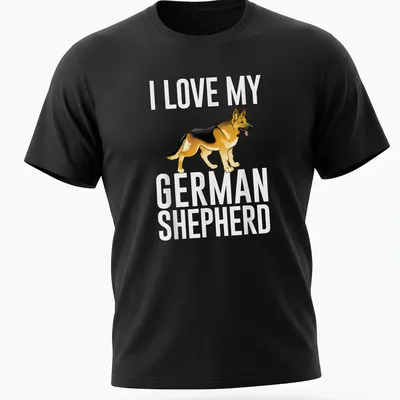 Cartoon graphic of a German Shepherd with the text 'I Love My German Shepherd'
