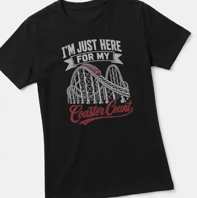 Vintage distressed tee featuring a roller coaster and coaster count humor — printed on a women's shirt