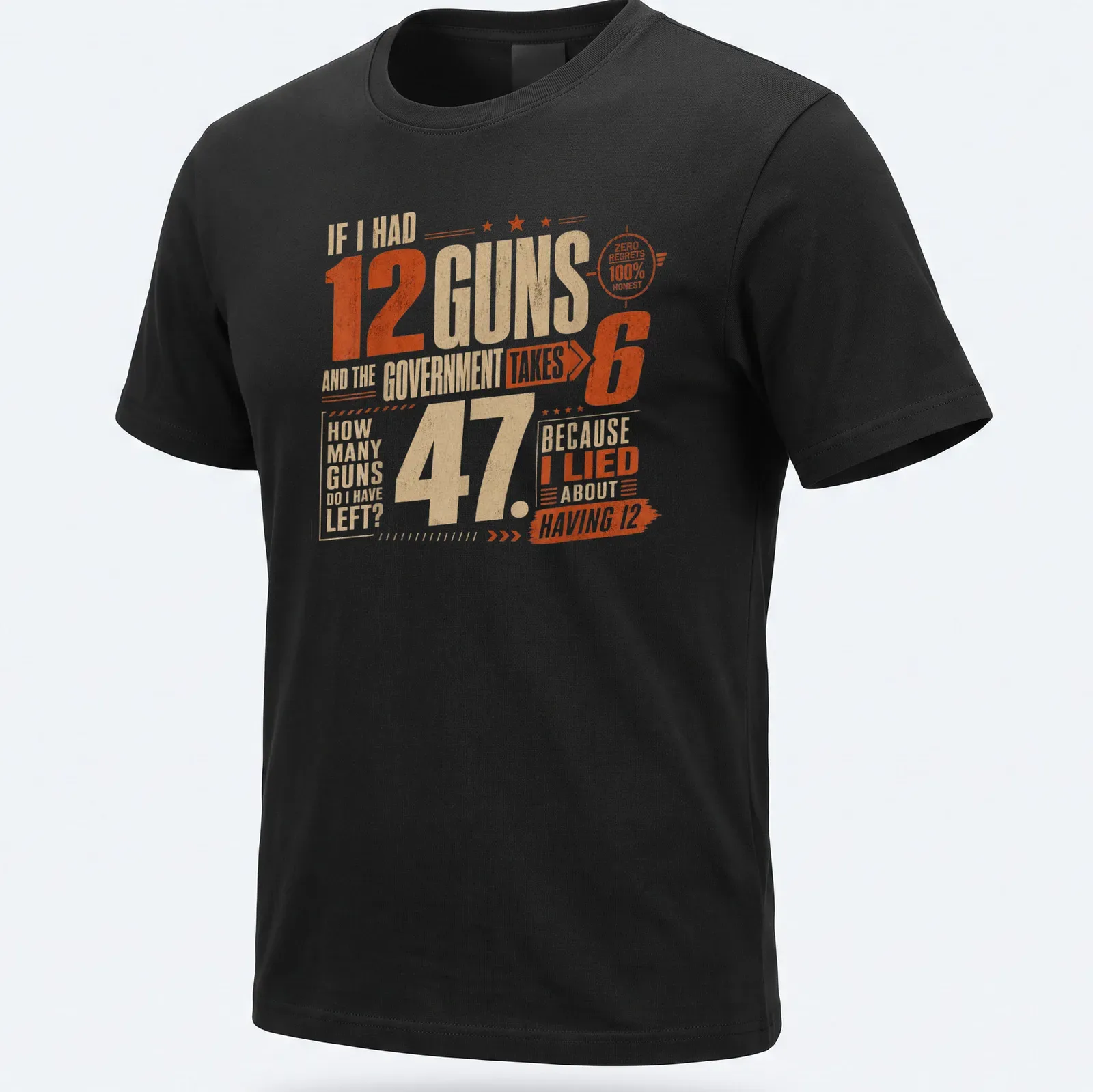 Vintage distressed shirt with humorous text about guns and government — printed on a unisex t-shirt