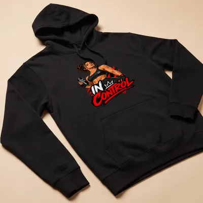 Bold graphic of a strong woman with motivational text about discipline and freedom — printed on a unisex hoodie