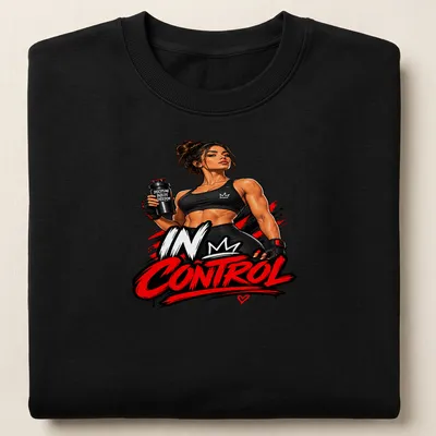 Bold graphic of a strong woman with motivational text about discipline and freedom — printed on a unisex sweatshirt