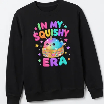 Colorful kawaii whale t-shirt with bright hues and cheerful text. — printed on a unisex sweatshirt