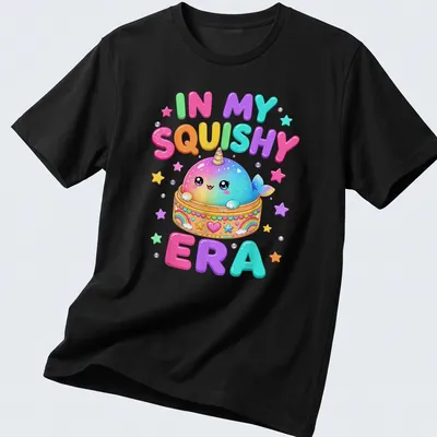 Colorful kawaii whale t-shirt with bright hues and cheerful text.