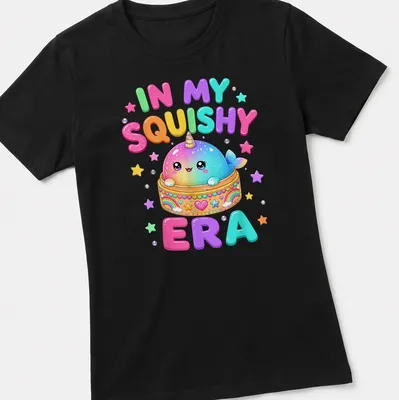 Colorful kawaii whale t-shirt with bright hues and cheerful text. — printed on a women's shirt