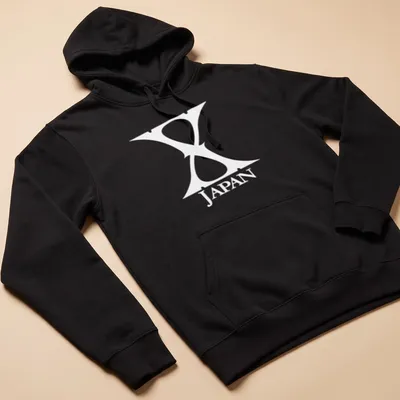 Simple black and white Japan emblem t-shirt with bold lettering — printed on a unisex hoodie