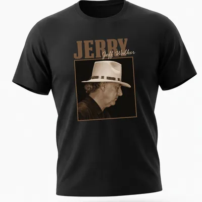 Vintage sepia silhouette print of musician Jeff Walker with his name