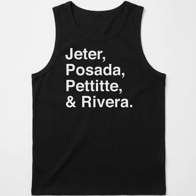 Minimalist T-shirt featuring the names of baseball players in white typography. — printed on a tank top