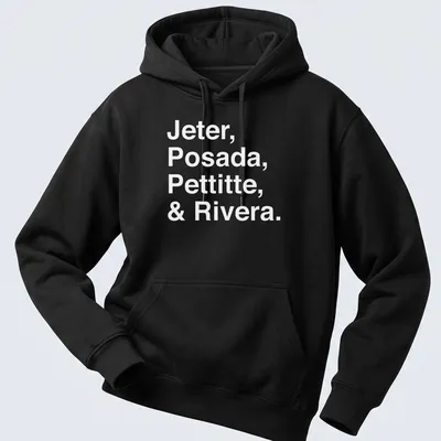Minimalist T-shirt featuring the names of baseball players in white typography. — printed on a unisex hoodie