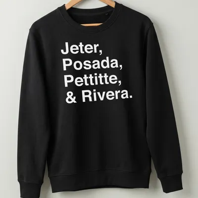 Minimalist T-shirt featuring the names of baseball players in white typography. — printed on a unisex sweatshirt