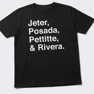 Minimalist T-shirt featuring the names of baseball players in white typography.