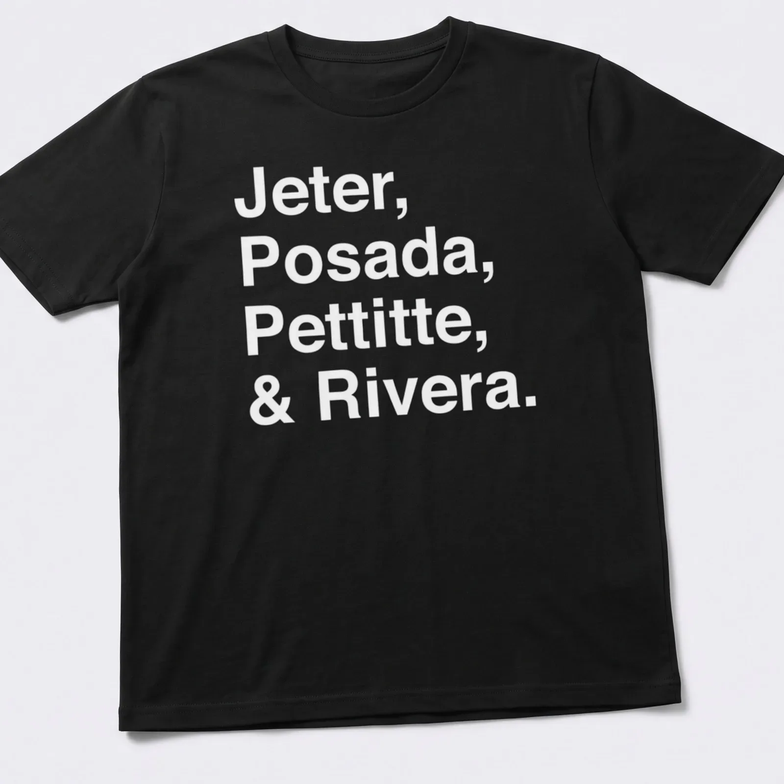 Minimalist T-shirt featuring the names of baseball players in white typography. — printed on a unisex t-shirt