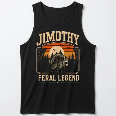 Retro style Jimothy shirt featuring a playful raccoon in vibrant colors. — printed on a tank top
