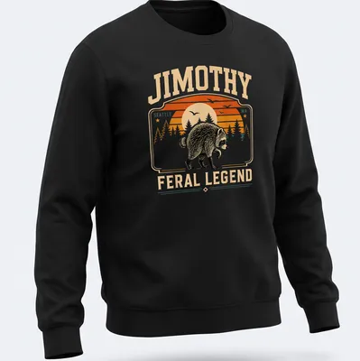 Retro style Jimothy shirt featuring a playful raccoon in vibrant colors. — printed on a unisex sweatshirt