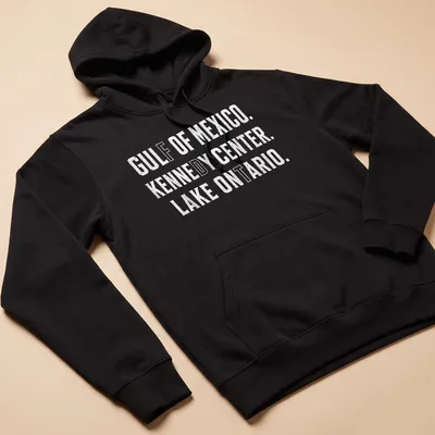 Vintage distressed t-shirt featuring Gulf of Mexico and Lake Ontario locations — printed on a unisex hoodie