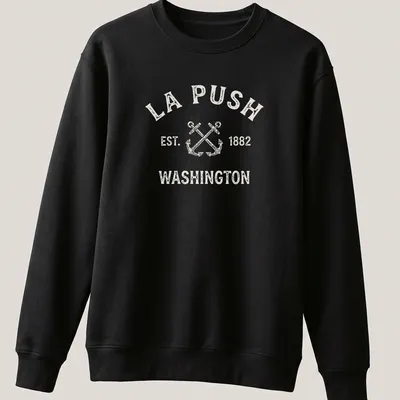 Vintage La Push anchor T-shirt with crossed boat anchors in white and light beige. — printed on a unisex sweatshirt
