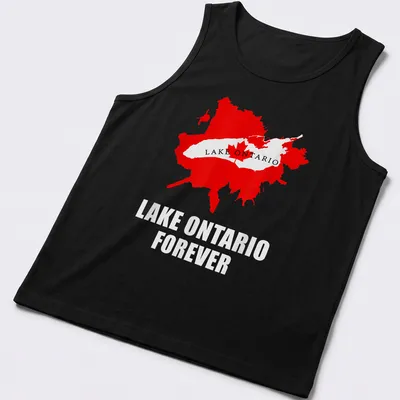 Bold Lake Ontario Forever t-shirt featuring a detailed map design — printed on a tank top