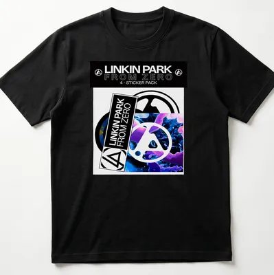 Linkin Park logo in modern graphic style with bold colors, black, white, blue, and purple