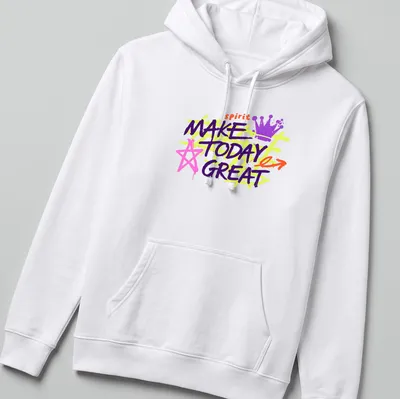 Bold graffiti-style shirt with the motivational quote Make Today Great — printed on a unisex hoodie