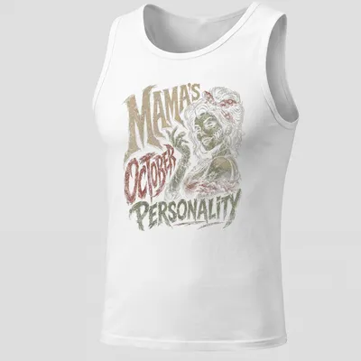 Vintage distressed Halloween tee featuring a zombie woman and funny text — printed on a tank top