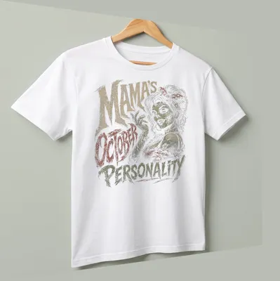 Vintage distressed Halloween tee featuring a zombie woman and funny text — printed on a unisex t-shirt (angled view)