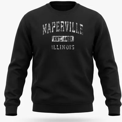 Vintage print of Naperville Est. 1831 Illinois text on a — printed on a unisex sweatshirt