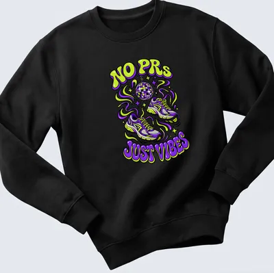 Y2K retro graphic tee with running shoes and a playful message — printed on a unisex sweatshirt