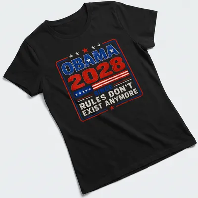 Vintage distressed Obama 2028 political slogan t-shirt in red, blue, and white — printed on a women's shirt