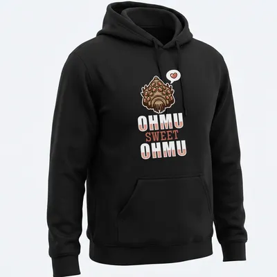 Kawaii illustration of a cute fish with large eyes and playful text — printed on a unisex hoodie