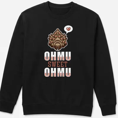 Kawaii illustration of a cute fish with large eyes and playful text — printed on a unisex sweatshirt