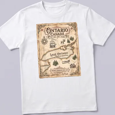 Vintage map design featuring Lake Ontario and proud Canadian text.