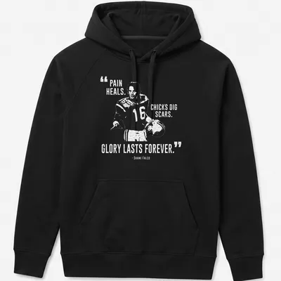 Bold typography shirt with motivational quote about pain and glory — printed on a unisex hoodie