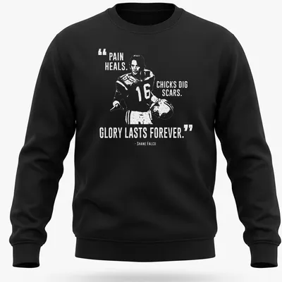 Bold typography shirt with motivational quote about pain and glory — printed on a unisex sweatshirt