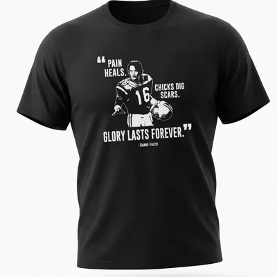 Bold typography shirt with motivational quote about pain and glory