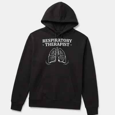 Vintage-inspired t-shirt with graphic text reading 'Respiratory Therapist' and lungs illustration. — printed on a unisex hoodie