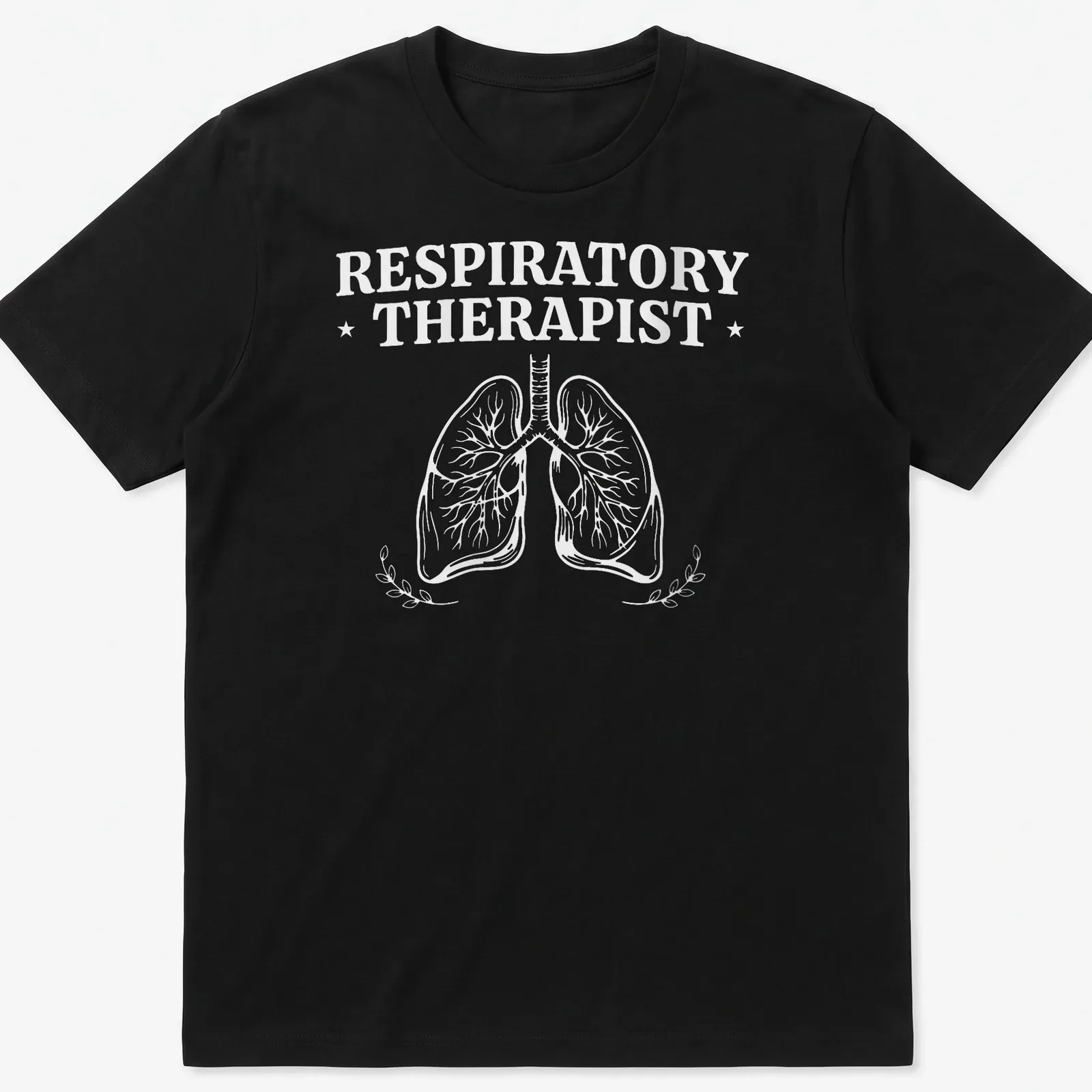 Vintage-inspired t-shirt with graphic text reading 'Respiratory Therapist' and lungs illustration. — printed on a unisex t-shirt