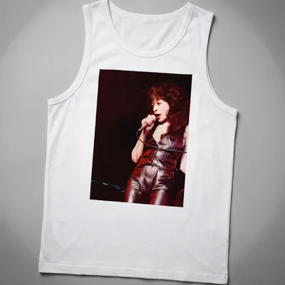 Vintage concert t-shirt featuring an illustration of Ronnie Spector in black, red, and brown — printed on a tank top