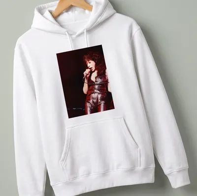 Vintage concert t-shirt featuring an illustration of Ronnie Spector in black, red, and brown — printed on a unisex hoodie