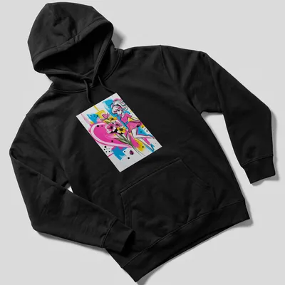 Colorful pop art design of a sailor mom with flowers and heart motif — printed on a unisex hoodie