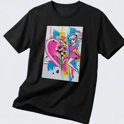 Colorful pop art design of a sailor mom with flowers and heart motif
