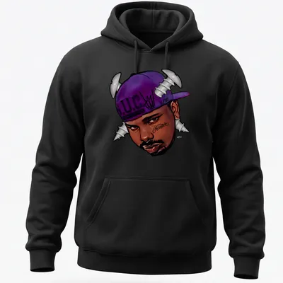 Cartoon of a man in a purple hat with screws and vibrant colors — printed on a unisex hoodie